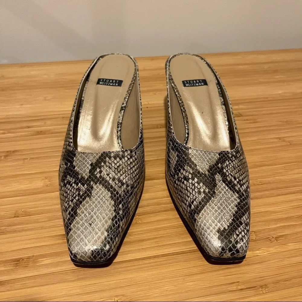 Heeled Mules Snakeskin Mules Heels Vintage - Picture 2 of 5